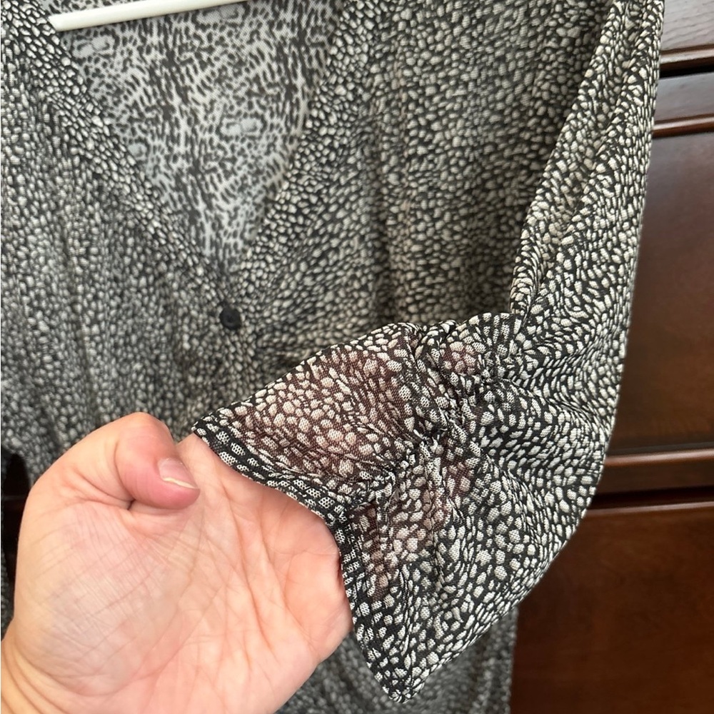 CAbi size large sheer button up with ruching